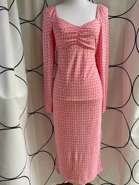 Target - house of Aama Pink Polka Dot Mesh Midi Dress